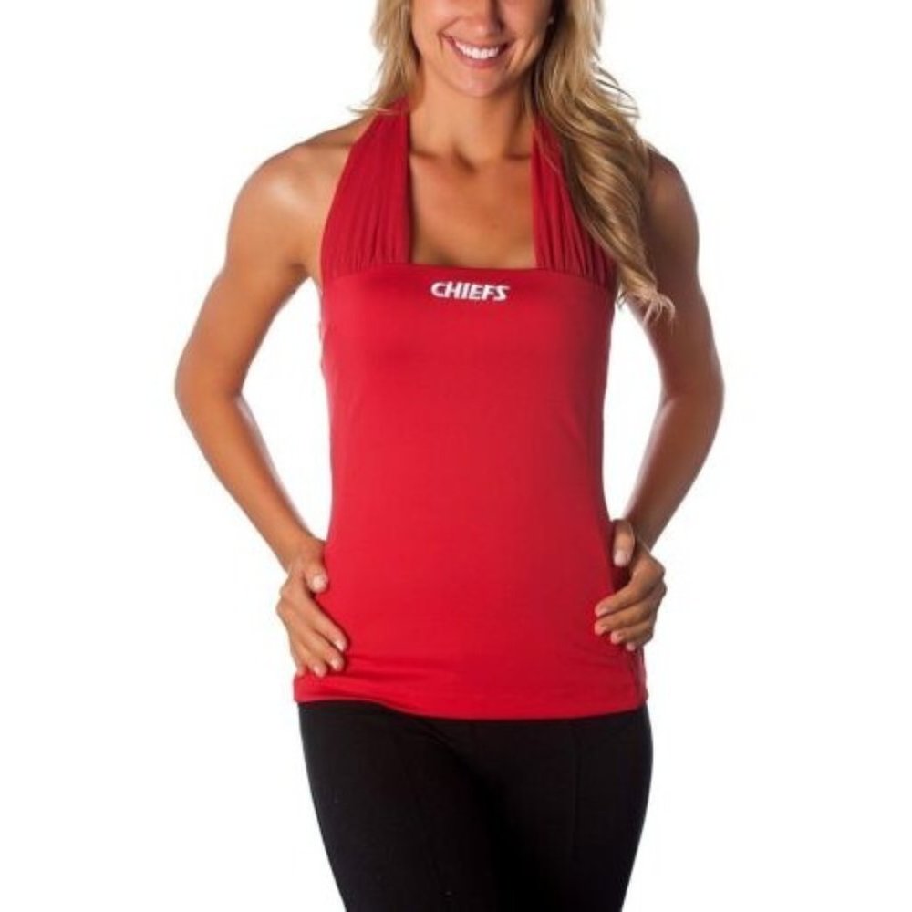 NWT Women's NFL Kansas City Chiefs Red Halter Top Built-In Bra - XS